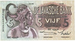 Holland Kelet-India 5 holland-indiai gulden 1939 REPLIKA
