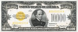 REPLIKA: $ 10.000 1934-ES GOLD CERTIFICATE SOROZAT - GOLD CERTIFICATE SERIES OF 1934