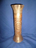 Old copper hand decorated military sleeve vase