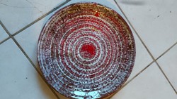Large retro applied art ceramic bowl by maurer katalin(?) Ceramic work, table centerpiece