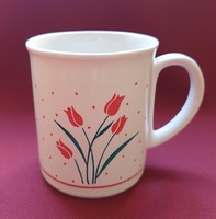 Régi antik vintage porcelán tulipános tulipán mintás bögre csésze