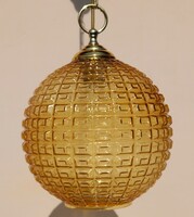 Retro design ceiling lamp with an amber shade