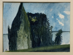 Bernáth Aurél (1895-1982) Tájkép (1970 körül) c. akvarell festménye /27x36 cm/