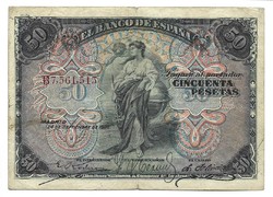 50 peseta pesetas 1906 Spanyolország Ritka