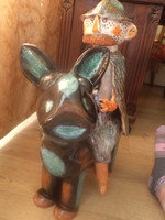 János Papp pottery, shepherd on a donkey, large size