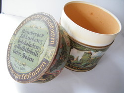 Antik Nürnbergi kekszes papírdoboz