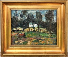 József Monos (1932 - 2013) Moorish landscape c. Oil painting with original guarantee!
