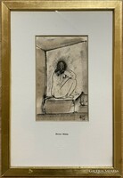 Miklós Borsos (1906-1990) studio corner (1972). Watercolor with certificate of authenticity / 25x16 cm /
