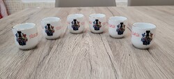 Hollóházi porcelán pálinkás kupica.6db Borsod Abaúj Zemplén Megye Tűzóltósága