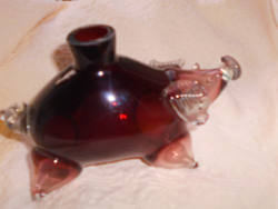 Special handicraft work - thick glass bottle - pig shape