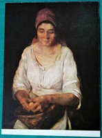Rudnay Gyula festménye: Krumplihámozó, 1917 körül - Naptárból képeslap
