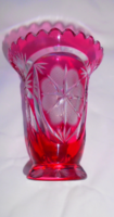 Strawberry colored polished glass vase