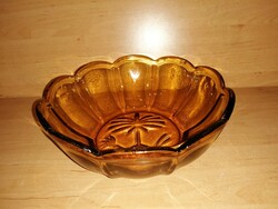 Retro amber-colored palm tree glass serving tray (6p)