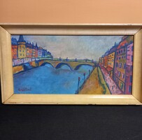 Paris Seine painting with Czobel sign