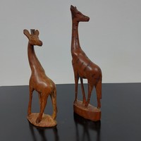 Giraffe sculpture carved from wood