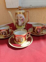 Antik Alt  Wien aranybrokátos, Angelica Kaufman jelenetes ,teás készlet 3 személyre,,,