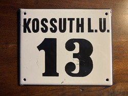 Kossuth L. u. 13 - házszámtábla (zománctábla, zománc tábla)