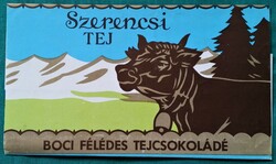 Szerencsi csokoládégyára -  Boci félédes tejcsokoládé papírja ikonikus logójával - 1987