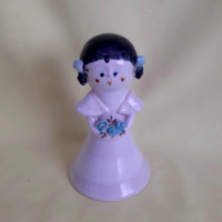 Hungarian ceramics. Kumpost éva ceramic doll, with blue flower, girl statue