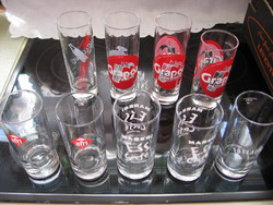 9 Pcs retro soft drinks, drinking glasses for grapos, Afri cola, Maresi ice coffee
