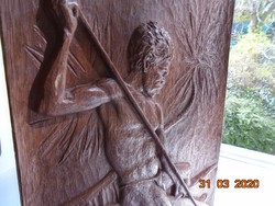 Northern Australia, Aboriginal with spear, vintage hand carved interior decoration image