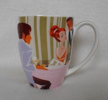 Large coffee and tea mug - with a retro pattern