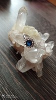 Silver ring with blue stone 17.5 mm dia.