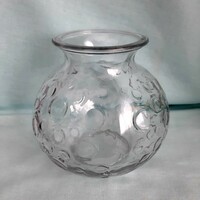 Spherical glass vase, bubble pattern vase