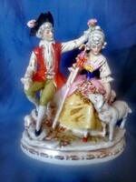 Altwien baroque pair of figural sculptures with beautiful painting