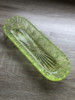 Gyönyörű öntött csiszolt kézzel készült uránüveg uránzöld tál