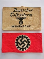 NSDAP náci, horogkeresztes Deutscher Volkssturm Wehrmacht és Deutsche Arbeitsfront karszalag