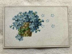 Antik, régi litho virágos képeslap - Postatiszta                                 -5.