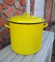 Beautiful enameled enameled yellow large pot pot antique nostalgia