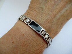 Elegant men's onyx silver bracelet
