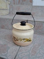 Beautiful enameled enameled food barrel, good for food or grease, also good for grease, antique, nostalgia