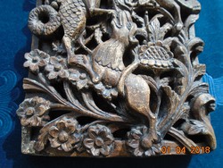 Antique Japanese Shinto shrine dragon and tiger carved plaque