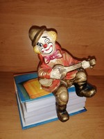 Ceramic guitar playing clown sitting shelf ornament 16 cm high (po-1)