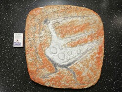 Gorka lívia - earthenware wall plate with a bird figure