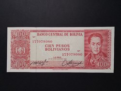 Bolívia 100 Pesos 1962 aUnc+