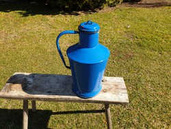 Régi vintage zománcos kék zománcozott vas kanna 6 L dekoráció Jászkisér vizes kanna vizeskanna