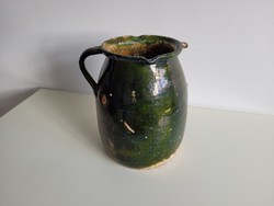 Old Antique Large Size Green Glazed Folk Wedding Pot Vintage Cooking Pot Utensil Mug