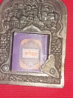 Retro héber fém asztali polckép kép mini hébernyelven íródott könyvecskével a képek szerint