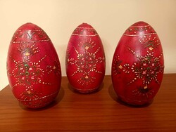 3db húsvéti fa tojás- nagy méret!- népi