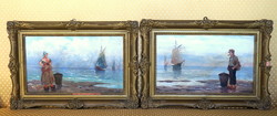 Ferenc Krupka (1870-1928) - Dutch fishermen - pair of pictures, for sale together