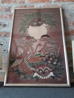 Old Indonesian silk painting