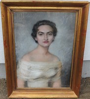Portrait of a Young Lady - large signed pastel painting
