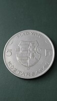 Kossuth silver 5 HUF 1947 commemorative coin issued in Hungary