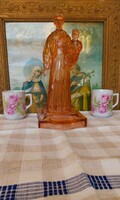 Antik Öntött üveg  Szent ereklye  Szent Antal karjában Kis Jézus. Mögötte Gyertyatartó ..