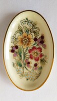 Zsolnay decorative bowl, with orange flowers (no. 23/121.)