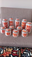 Józsa János Korondi ceramic spice holder set, 11 pcs.-Os, marked, 5 large - 6 small containers